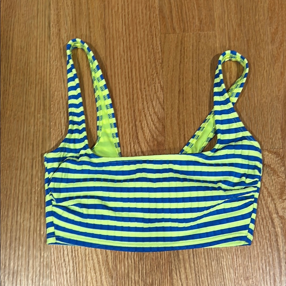 Xhilaration - Neon Blue & Yellow Striped Bikini Top - Fits like a small